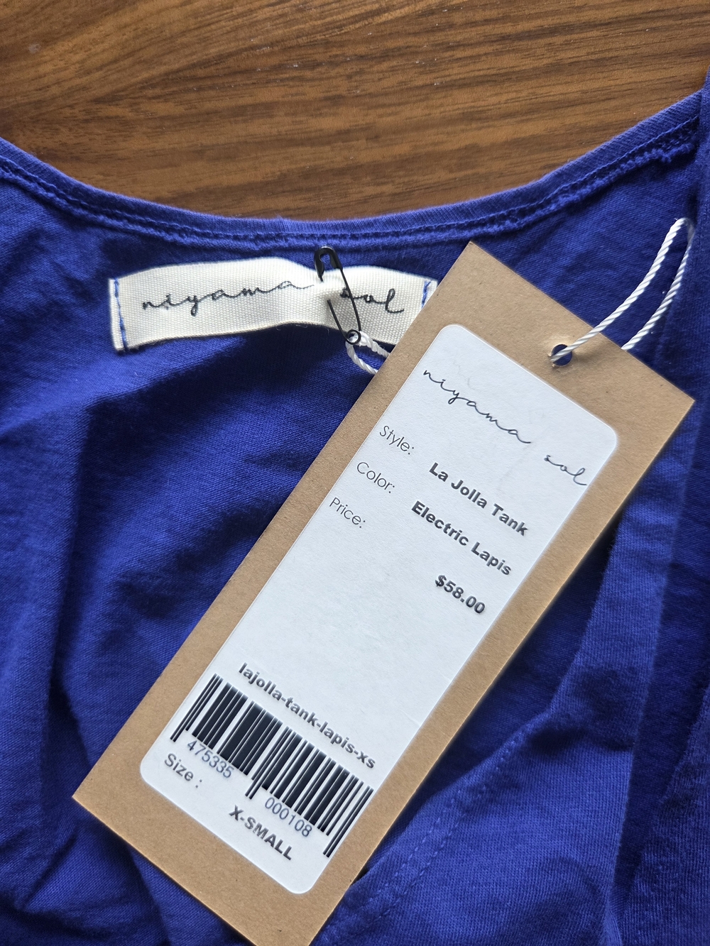 Namaste Positive Niyama Sol Organic Cotton La Jolla Tank Top Electric Indigo XS - Picture 6 of 8